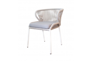 MR1000491 плетеный стул из роупа (веревки) (бежевый, каркас белый, подушки ASH)